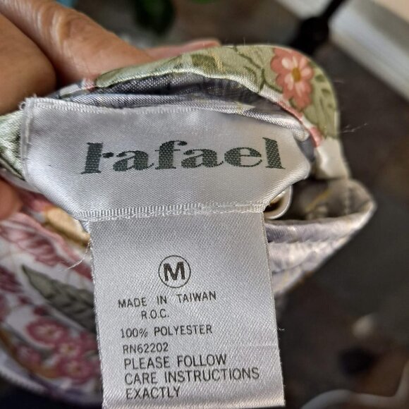 Rafael Size Medium Reversible Jacket Floral/Ivory Pockets Elastic Hem - Picture 14 of 16